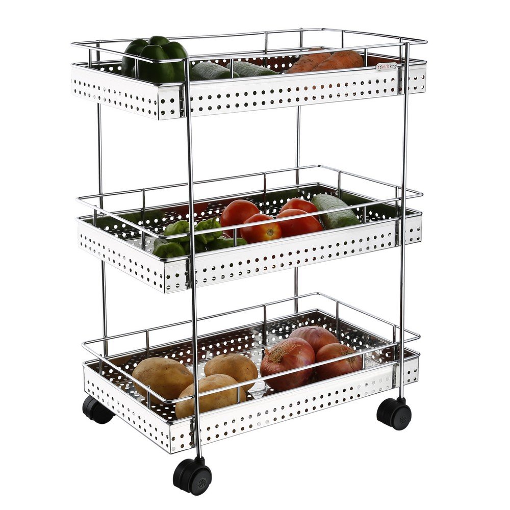 Vegetable Stand Trolly Perforated - Triple